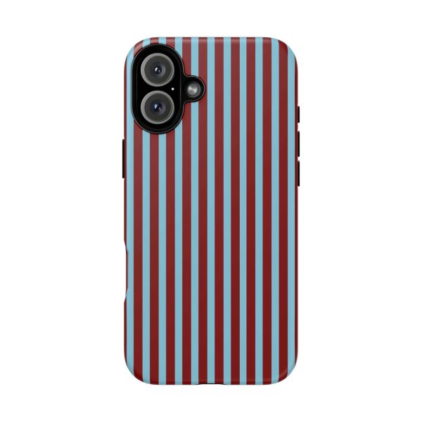 Maroon and Light blue Striped Tough Phone Case for iPhone, Samsung, and Google Phones - Image 14