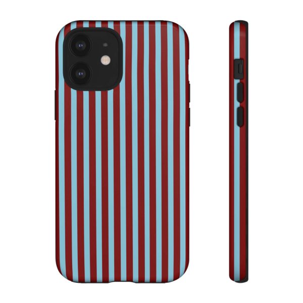 Maroon and Light blue Striped Tough Phone Case for iPhone, Samsung, and Google Phones - Image 2