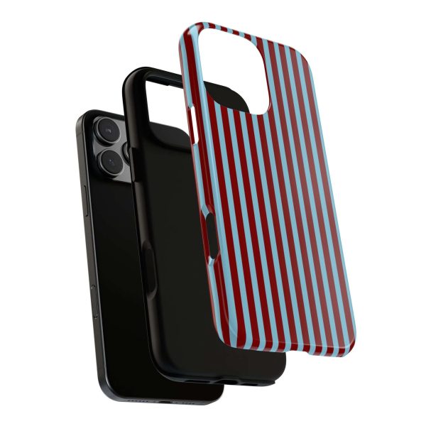 Maroon and Light blue Striped Tough Phone Case for iPhone, Samsung, and Google Phones - Image 38