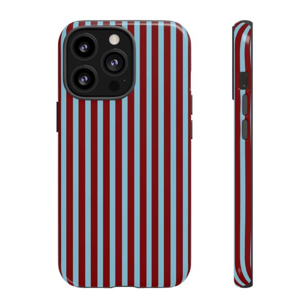 Maroon and Light blue Striped Tough Phone Case for iPhone, Samsung, and Google Phones - Image 7