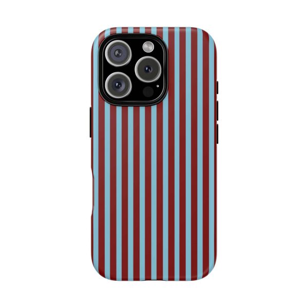 Maroon and Light blue Striped Tough Phone Case for iPhone, Samsung, and Google Phones - Image 16