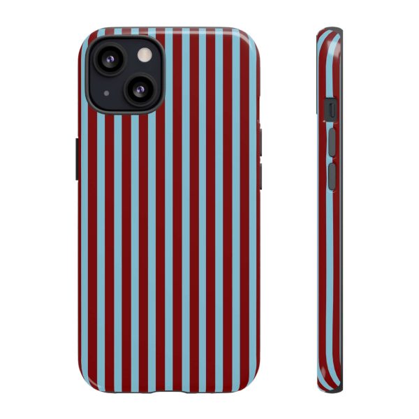 Maroon and Light blue Striped Tough Phone Case for iPhone, Samsung, and Google Phones - Image 5