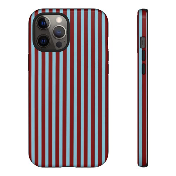 Maroon and Light blue Striped Tough Phone Case for iPhone, Samsung, and Google Phones - Image 4