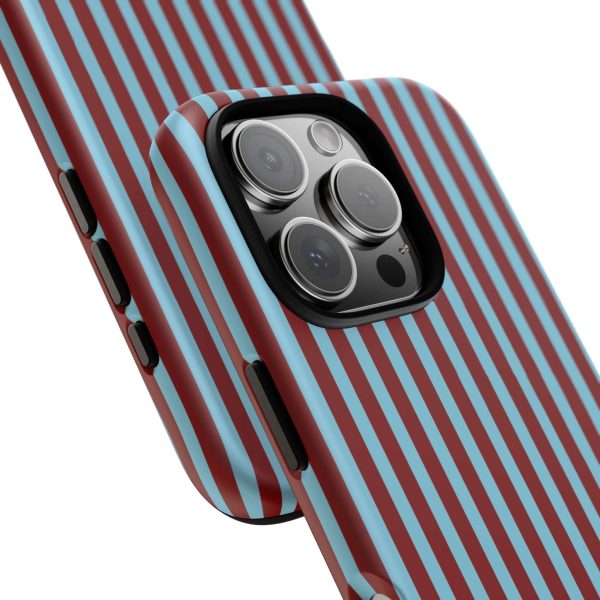 Maroon and Light blue Striped Tough Phone Case for iPhone, Samsung, and Google Phones - Image 34