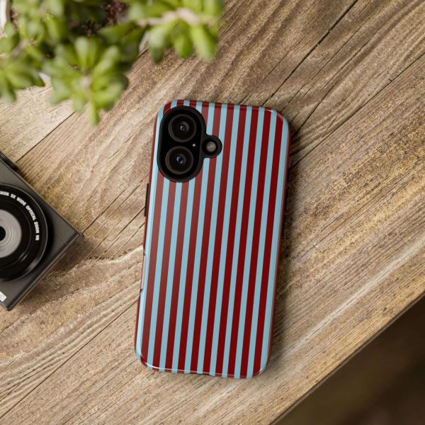 Maroon and Light blue Striped Tough Phone Case for iPhone, Samsung, and Google Phones - Image 21