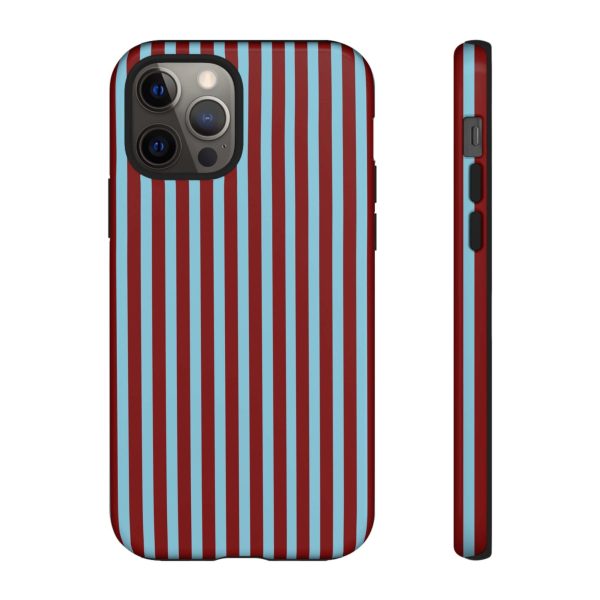 Maroon and Light blue Striped Tough Phone Case for iPhone, Samsung, and Google Phones - Image 3