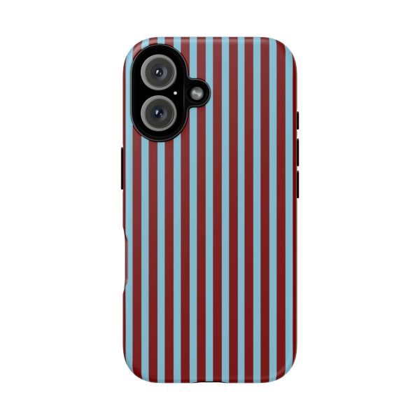 Maroon and Light blue Striped Tough Phone Case for iPhone, Samsung, and Google Phones - Image 12