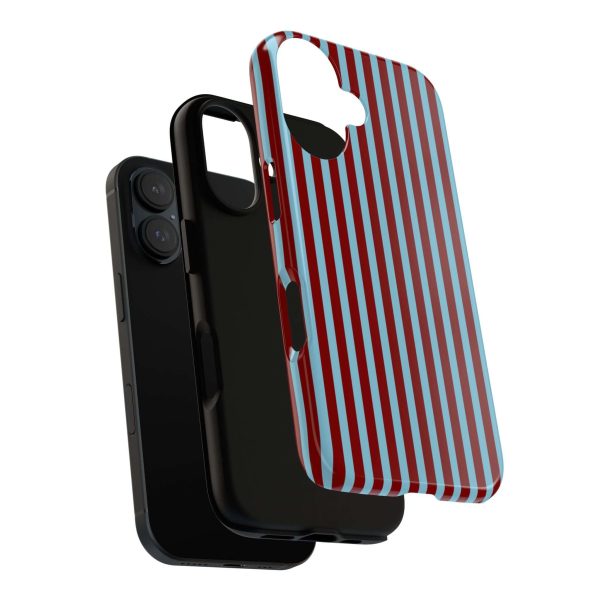 Maroon and Light blue Striped Tough Phone Case for iPhone, Samsung, and Google Phones - Image 20