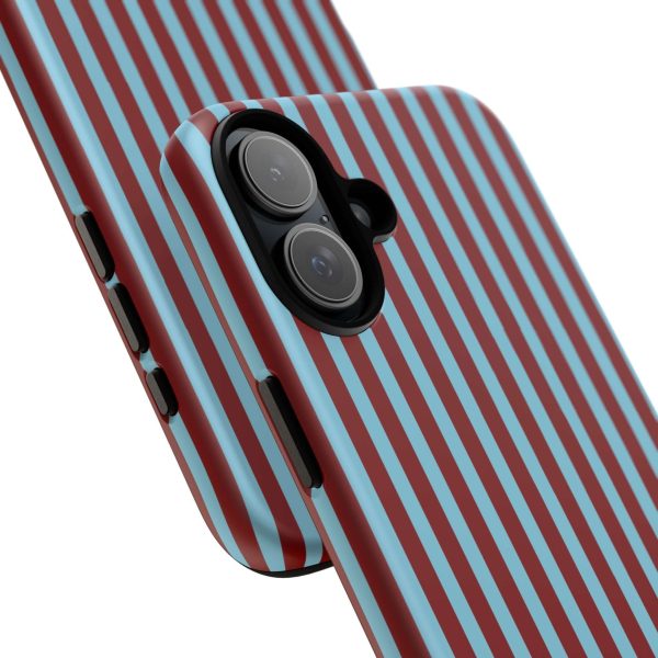 Maroon and Light blue Striped Tough Phone Case for iPhone, Samsung, and Google Phones - Image 28