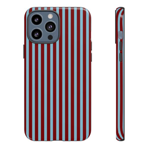 Maroon and Light blue Striped Tough Phone Case for iPhone, Samsung, and Google Phones - Image 8