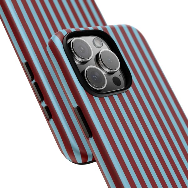 Maroon and Light blue Striped Tough Phone Case for iPhone, Samsung, and Google Phones - Image 40