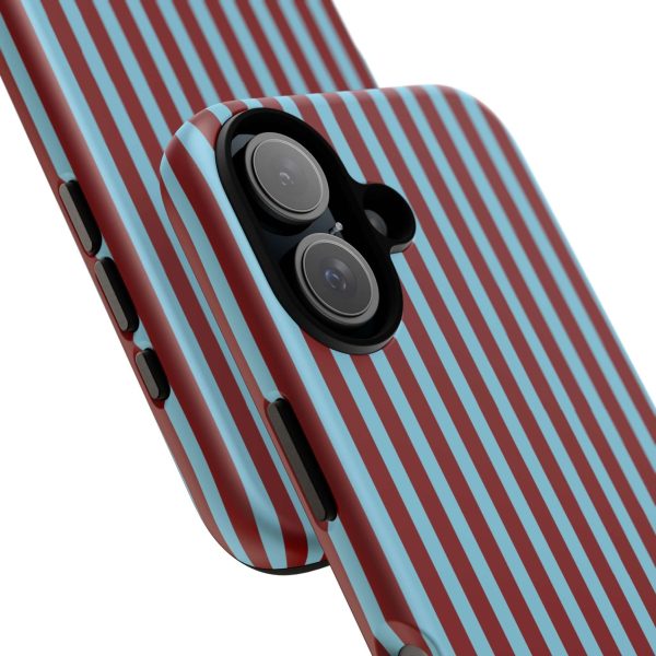 Maroon and Light blue Striped Tough Phone Case for iPhone, Samsung, and Google Phones - Image 22