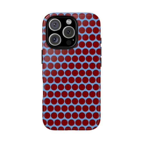 Maroon Dot, Light blue B/Ground Polka Dot Tough Phone Case for iPhone, Samsung, and Google Phones - Image 15