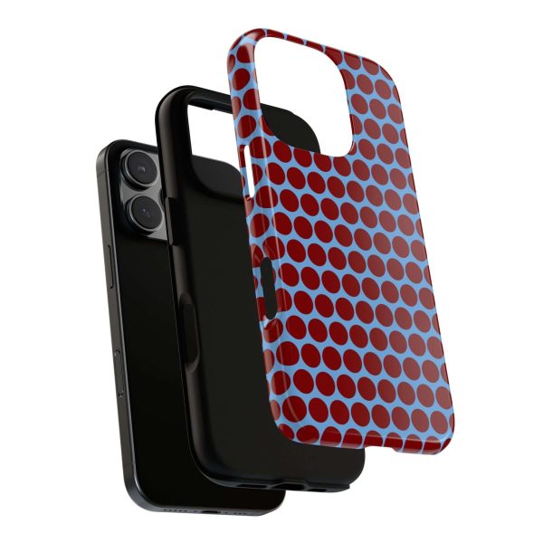 Maroon Dot, Light blue B/Ground Polka Dot Tough Phone Case for iPhone, Samsung, and Google Phones - Image 32