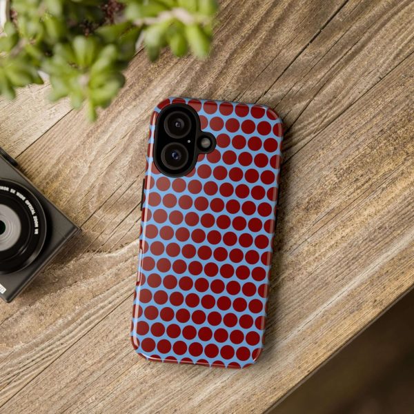 Maroon Dot, Light blue B/Ground Polka Dot Tough Phone Case for iPhone, Samsung, and Google Phones - Image 21