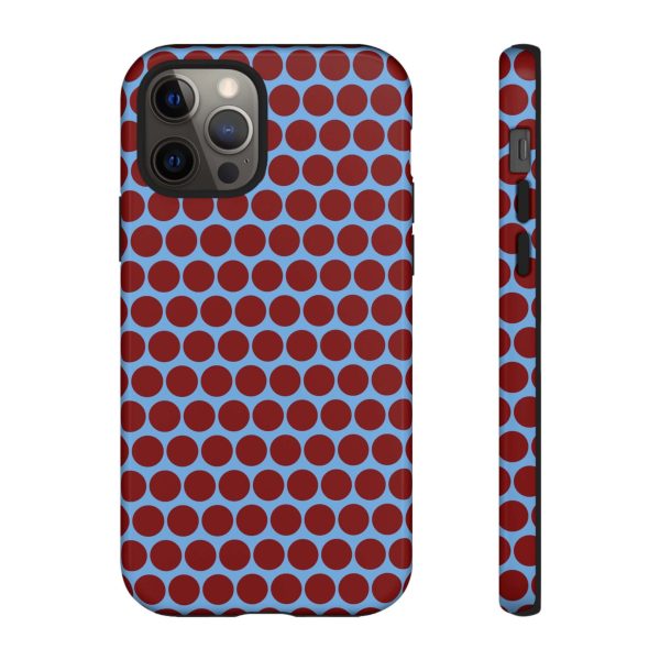 Maroon Dot, Light blue B/Ground Polka Dot Tough Phone Case for iPhone, Samsung, and Google Phones - Image 5