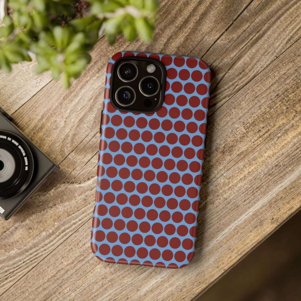 Maroon Dot, Light blue B/Ground Polka Dot Tough Phone Case for iPhone, Samsung, and Google Phones - Image 42