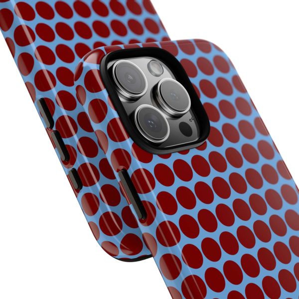 Maroon Dot, Light blue B/Ground Polka Dot Tough Phone Case for iPhone, Samsung, and Google Phones - Image 37