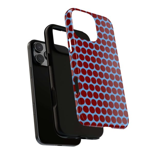 Maroon Dot, Light blue B/Ground Polka Dot Tough Phone Case for iPhone, Samsung, and Google Phones - Image 38