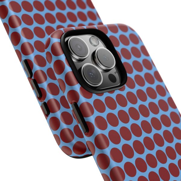 Maroon Dot, Light blue B/Ground Polka Dot Tough Phone Case for iPhone, Samsung, and Google Phones - Image 40