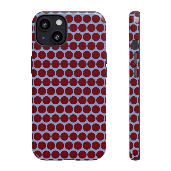 Maroon Dot, Light blue B/Ground Polka Dot Tough Phone Case for iPhone, Samsung, and Google Phones - Image 9