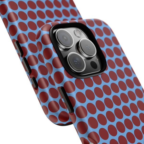 Maroon Dot, Light blue B/Ground Polka Dot Tough Phone Case for iPhone, Samsung, and Google Phones - Image 34