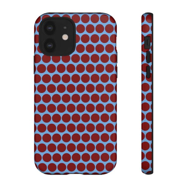 Maroon Dot, Light blue B/Ground Polka Dot Tough Phone Case for iPhone, Samsung, and Google Phones - Image 3