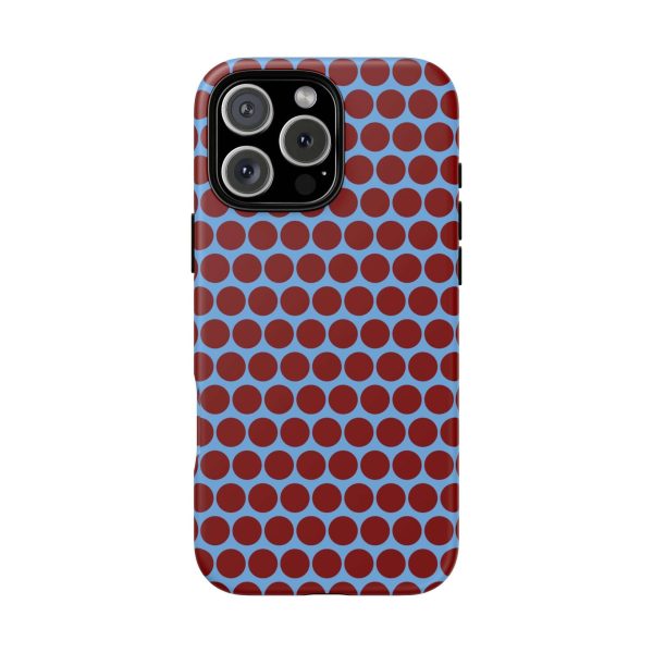 Maroon Dot, Light blue B/Ground Polka Dot Tough Phone Case for iPhone, Samsung, and Google Phones - Image 18