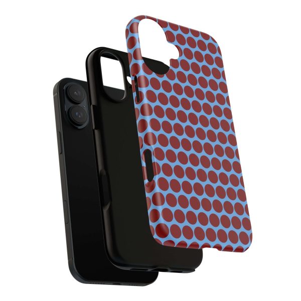 Maroon Dot, Light blue B/Ground Polka Dot Tough Phone Case for iPhone, Samsung, and Google Phones - Image 29