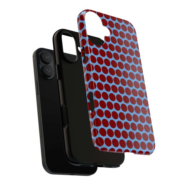 Maroon Dot, Light blue B/Ground Polka Dot Tough Phone Case for iPhone, Samsung, and Google Phones - Image 26