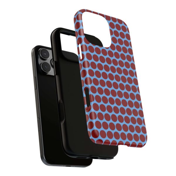 Maroon Dot, Light blue B/Ground Polka Dot Tough Phone Case for iPhone, Samsung, and Google Phones - Image 41