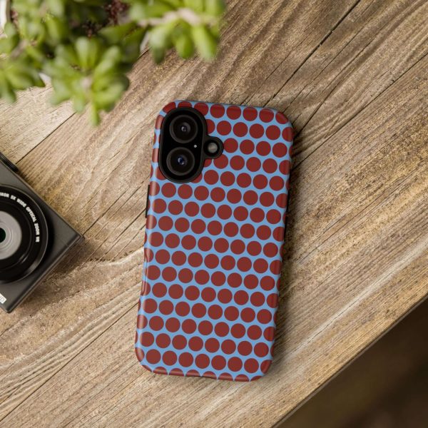 Maroon Dot, Light blue B/Ground Polka Dot Tough Phone Case for iPhone, Samsung, and Google Phones - Image 24