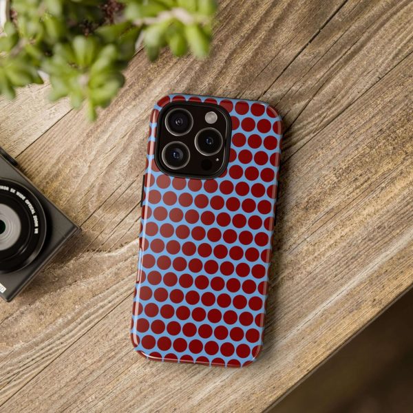 Maroon Dot, Light blue B/Ground Polka Dot Tough Phone Case for iPhone, Samsung, and Google Phones - Image 33