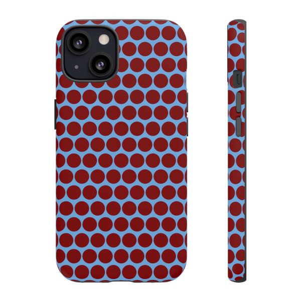 Maroon Dot, Light blue B/Ground Polka Dot Tough Phone Case for iPhone, Samsung, and Google Phones - Image 10