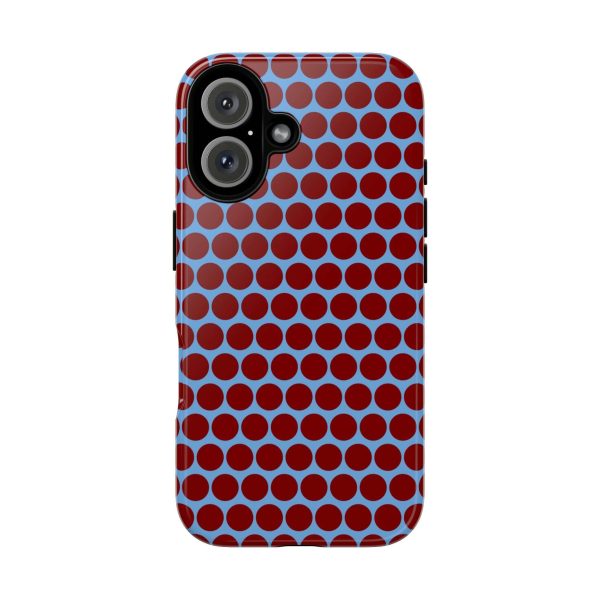 Maroon Dot, Light blue B/Ground Polka Dot Tough Phone Case for iPhone, Samsung, and Google Phones - Image 11