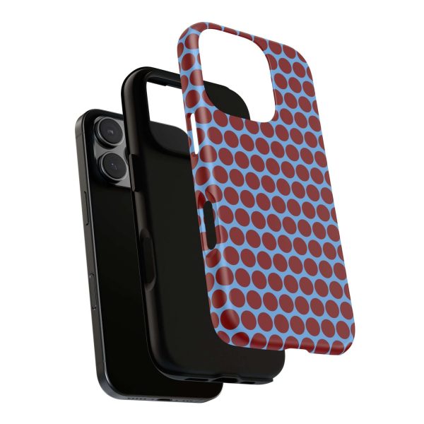 Maroon Dot, Light blue B/Ground Polka Dot Tough Phone Case for iPhone, Samsung, and Google Phones - Image 35