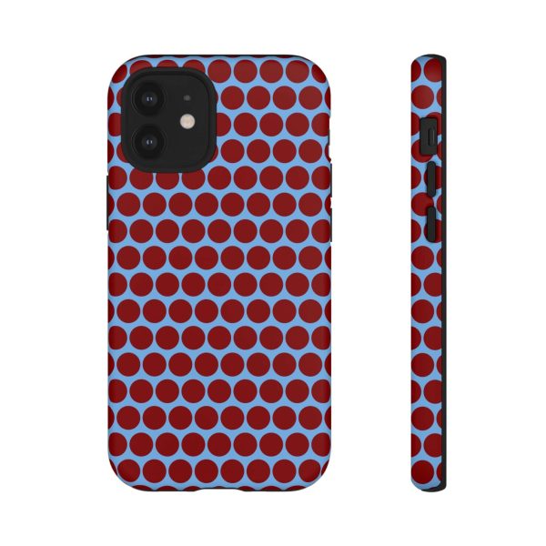 Maroon Dot, Light blue B/Ground Polka Dot Tough Phone Case for iPhone, Samsung, and Google Phones - Image 2