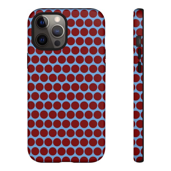 Maroon Dot, Light blue B/Ground Polka Dot Tough Phone Case for iPhone, Samsung, and Google Phones - Image 8