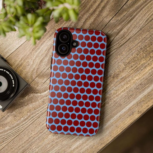 Maroon Dot, Light blue B/Ground Polka Dot Tough Phone Case for iPhone, Samsung, and Google Phones - Image 27