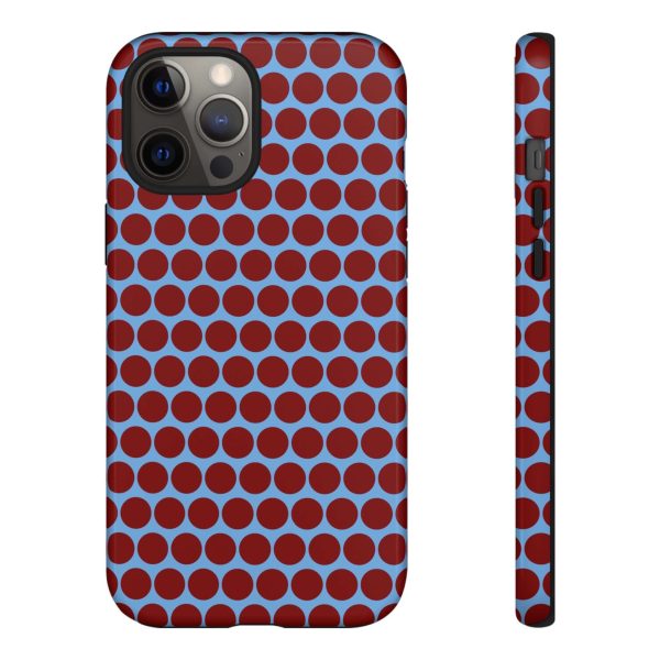 Maroon Dot, Light blue B/Ground Polka Dot Tough Phone Case for iPhone, Samsung, and Google Phones - Image 7