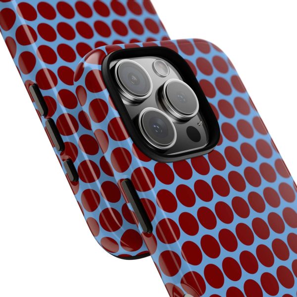 Maroon Dot, Light blue B/Ground Polka Dot Tough Phone Case for iPhone, Samsung, and Google Phones - Image 31