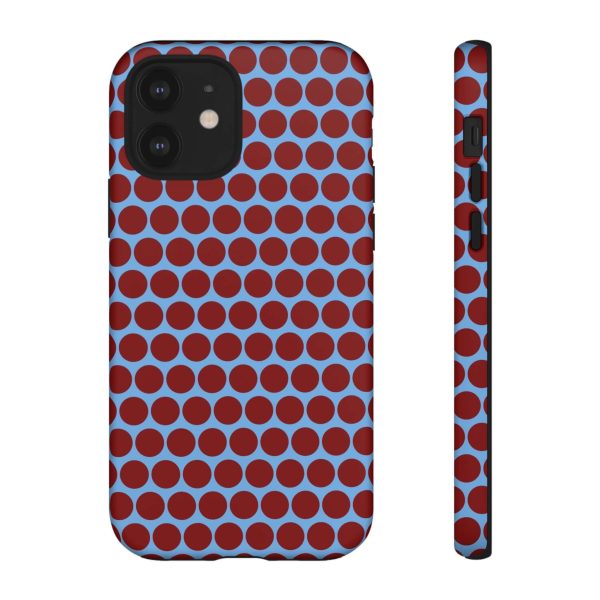 Maroon Dot, Light blue B/Ground Polka Dot Tough Phone Case for iPhone, Samsung, and Google Phones - Image 4