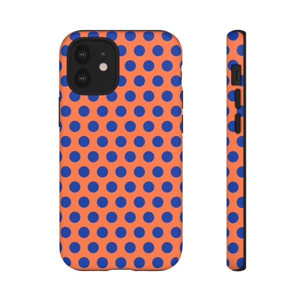 Orange & Blue Polkadot Tough Phone Case for iPhone, Samsung, and Google Phones - Image 2