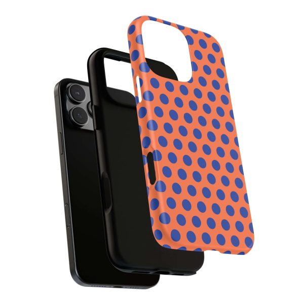 Orange & Blue Polkadot Tough Phone Case for iPhone, Samsung, and Google Phones - Image 41