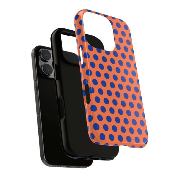 Orange & Blue Polkadot Tough Phone Case for iPhone, Samsung, and Google Phones - Image 32