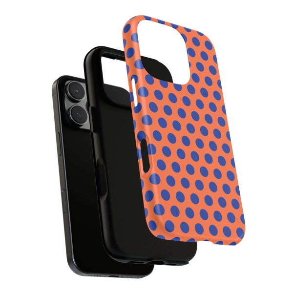 Orange & Blue Polkadot Tough Phone Case for iPhone, Samsung, and Google Phones - Image 35