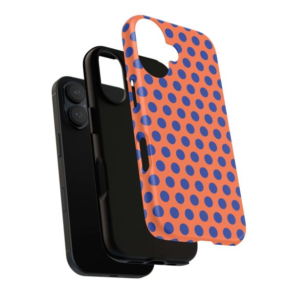 Orange & Blue Polkadot Tough Phone Case for iPhone, Samsung, and Google Phones - Image 23