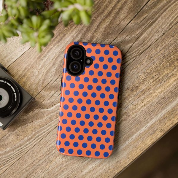 Orange & Blue Polkadot Tough Phone Case for iPhone, Samsung, and Google Phones - Image 21