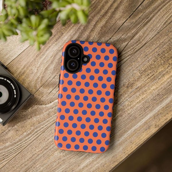 Orange & Blue Polkadot Tough Phone Case for iPhone, Samsung, and Google Phones - Image 24