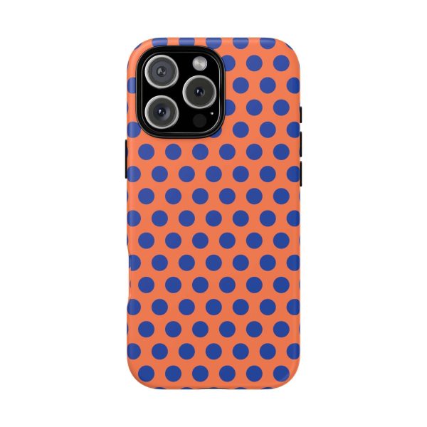 Orange & Blue Polkadot Tough Phone Case for iPhone, Samsung, and Google Phones - Image 18